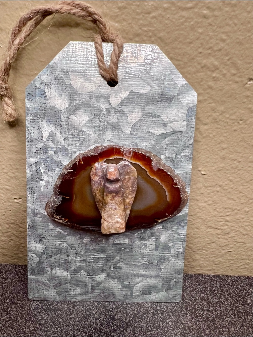 Handcrafted Agate Angel Magnet- Brown and Cream